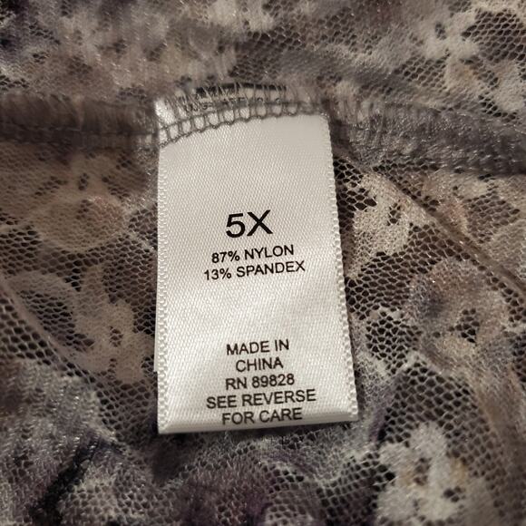 LOGO by Lori Goldstein Floral Tie Dye Sheer Lace Top Womens Size 5X Long Sleeve - Picture 9 of 11